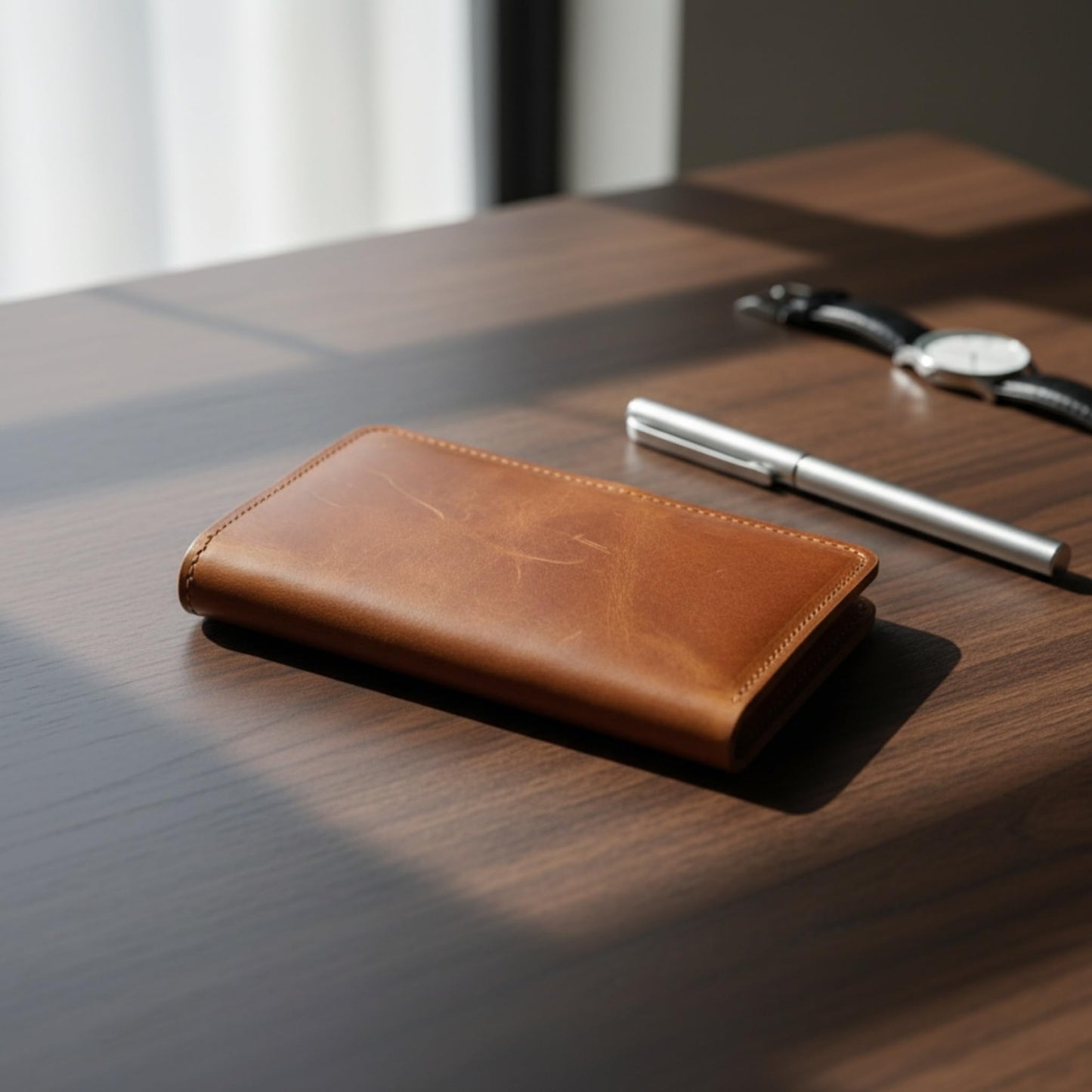 TORAKIP Leather Checkbook Cover – Slim Genuine Leather Checkbook Holder with Zipper Pocket, Checkbook Wallet Organizer for Men & Women, 7" x 3.8", Warm Brown