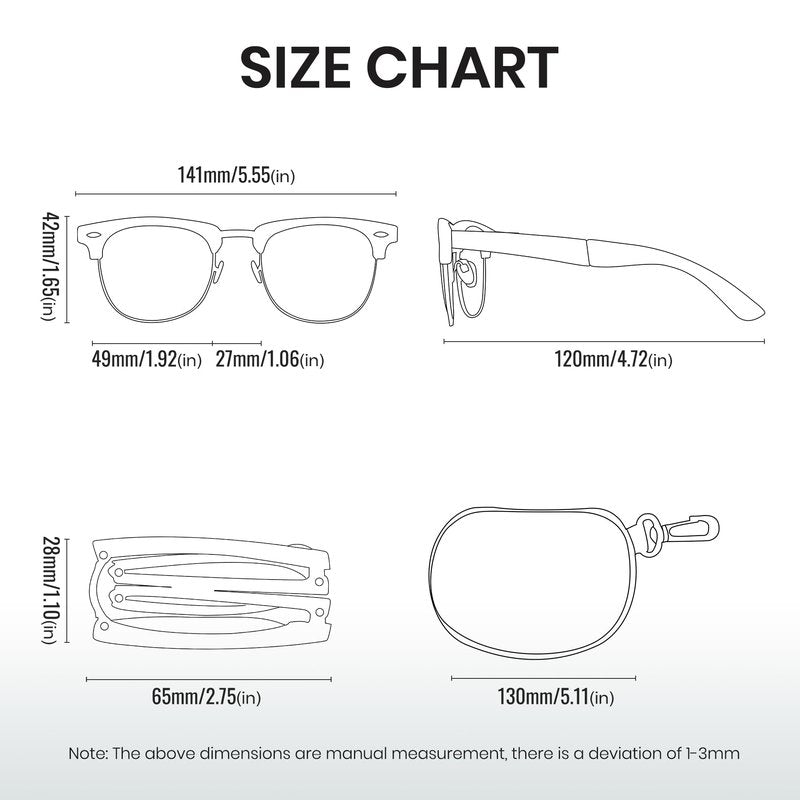 Cyxus Foldable Sunglasses Half Rim Folding Sunglasses Classic Polarized UV400 Shades For Men Women 1015B01