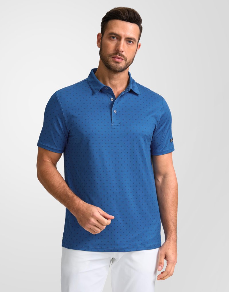 Obla Mens Golf Polo Shirts Short Sleeve Dry Fit Performance Moisture Wicking Casual Print Collared Golf Shirts for Men(Blue Circle_4XL)