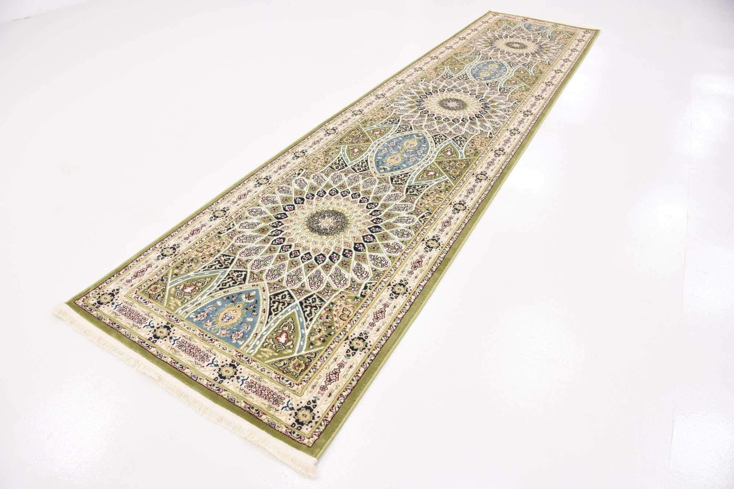 Unique Loom Narenj Collection Area Rug - Adams (3' x 13' 1" Runner Green/Beige)