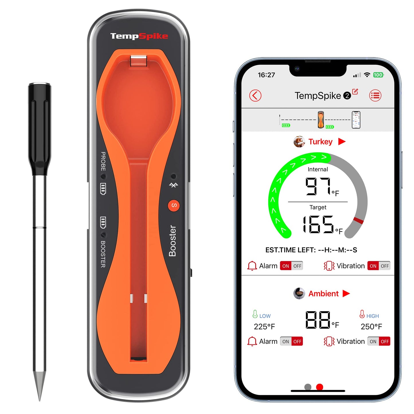 ThermoPro TempSpike 500 ft Wireless Meat Thermometer Digital, Bluetooth Meat Thermometer Wrieless for Beef Lamb Chicken Turkey, Smoker Acccessories for Rotisserie Sous Vide BBQ Oven Air Fryer