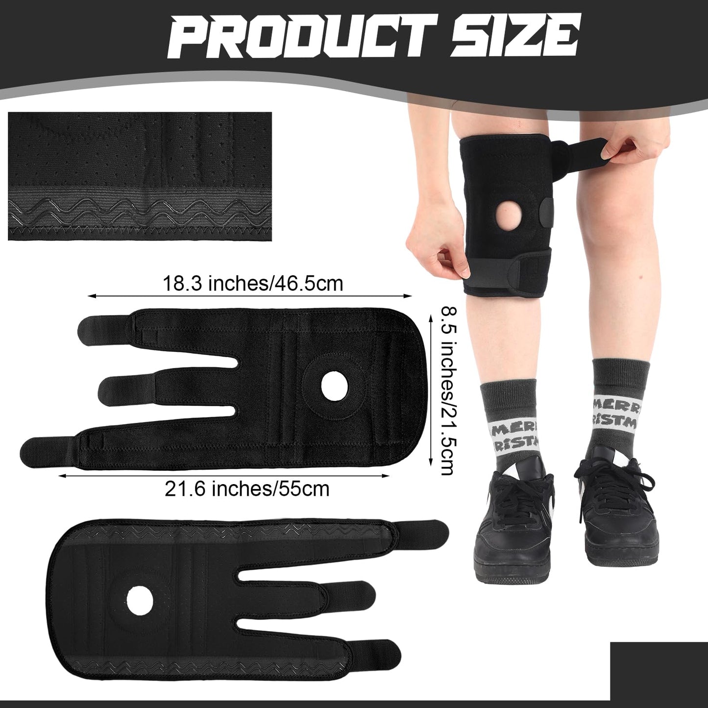 Foilswirl 1 Pcs Kids Knee Brace with Side Stabilizers Patella Gel Pads Adjustable Straps Youth Child Knee Brace Support for Meniscus Tear Sports, Meniscus Tear (Black)