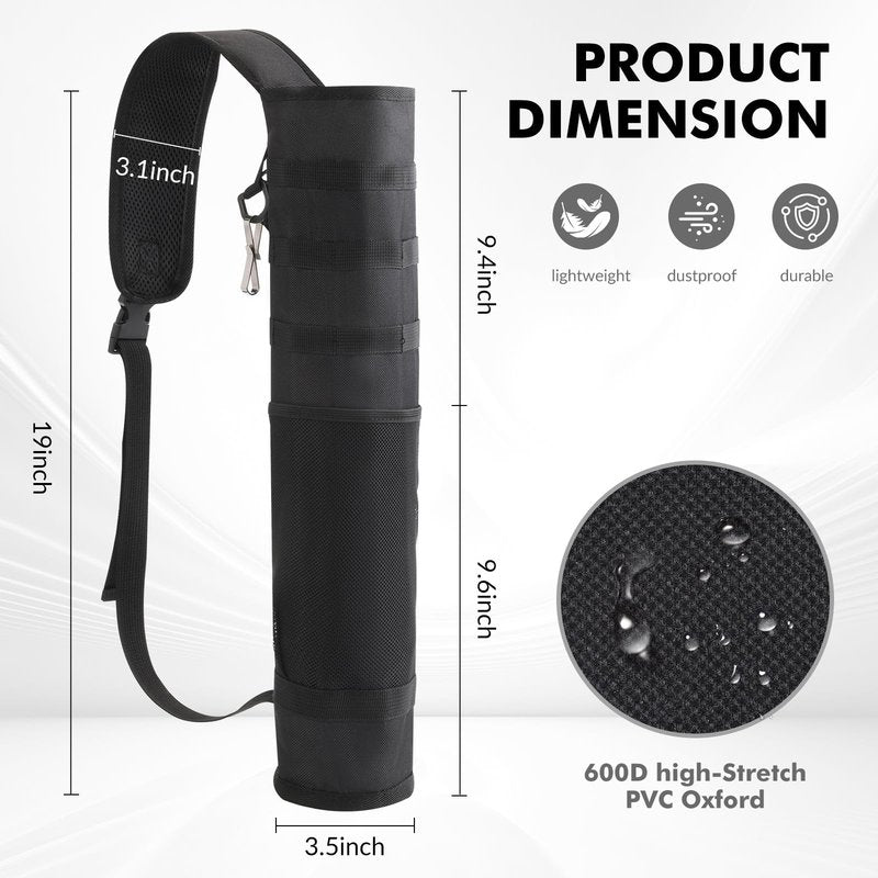 karamagic Archery Lightweight Back Arrow Quiver Dual Use Foldable Compact Hip Arrows Bag with Molle System and Pocket,2pcs Round Arrow Holders