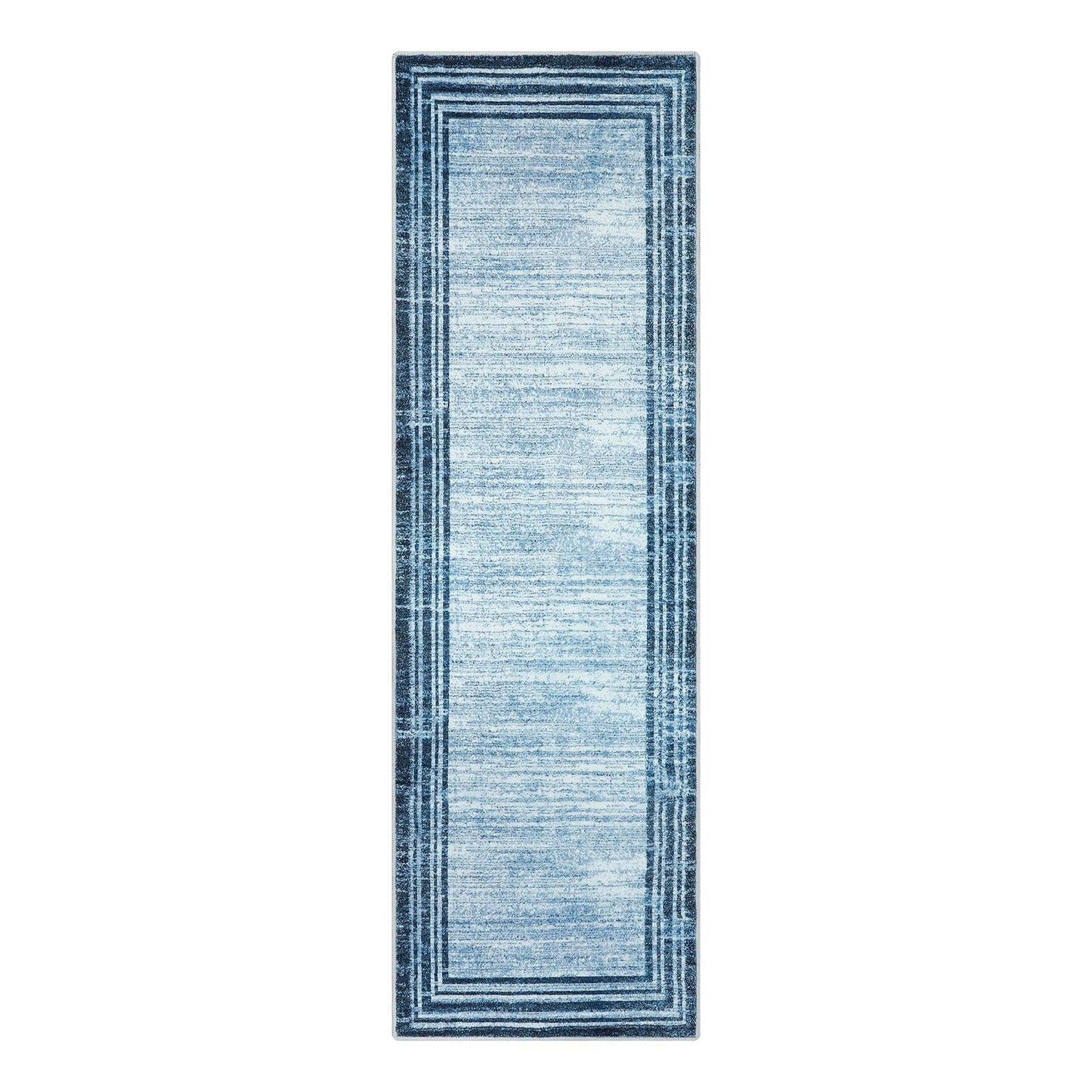 Lahome Amabel Abstract Runner Rug,2.5x8 Hallway Runner Rug Non-Slip Washable Blue Kitchen Runner Rugs, Soft Bedroom Runner Minimalist Solid Indoor Carpet Runners for Entryway Bathroom Laundry Room