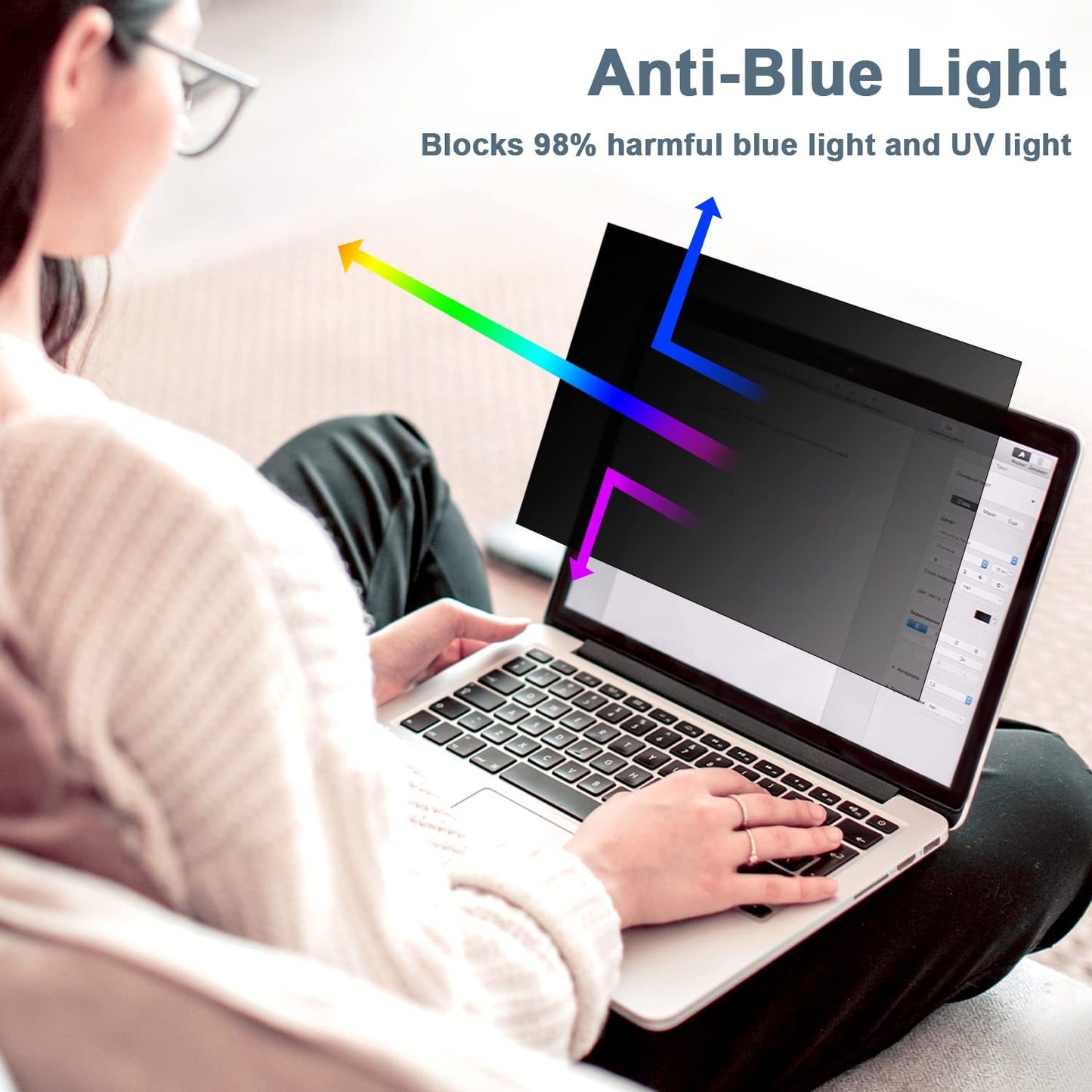IPROKKO Laptop Privacy Screen 14 Inch 16:9 Aspect, Compatible with HP, Dell, Acer, Asus, Samsung, Lenovo Yoga & More, Removable Anti Blue Light Glare Spy Computer Monitor Filter Security Shield