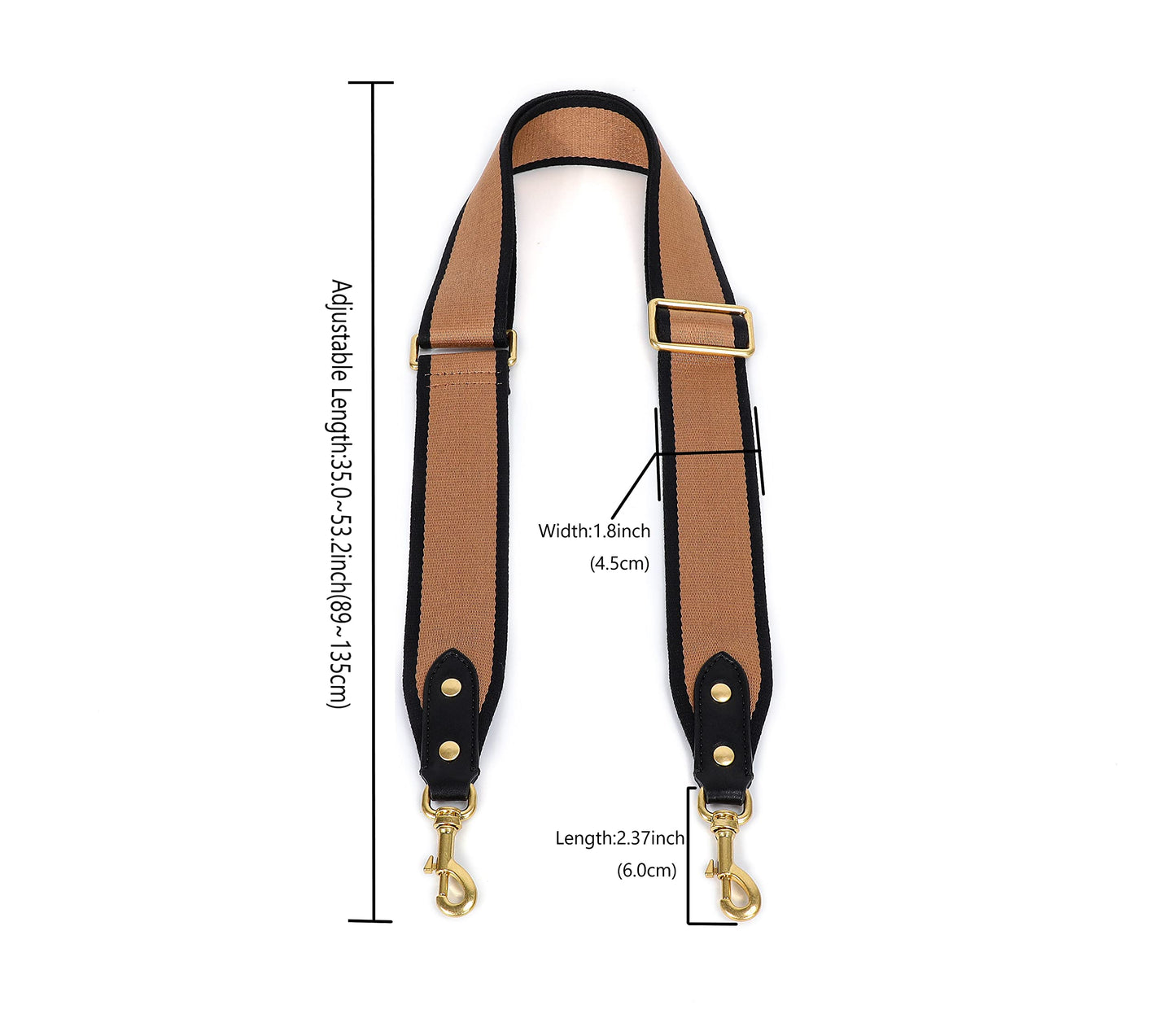 GOXTECH Purse Strap Replacement Crossbody Handbag Stripe Wide Adjustable (Brown -Bag Strap)