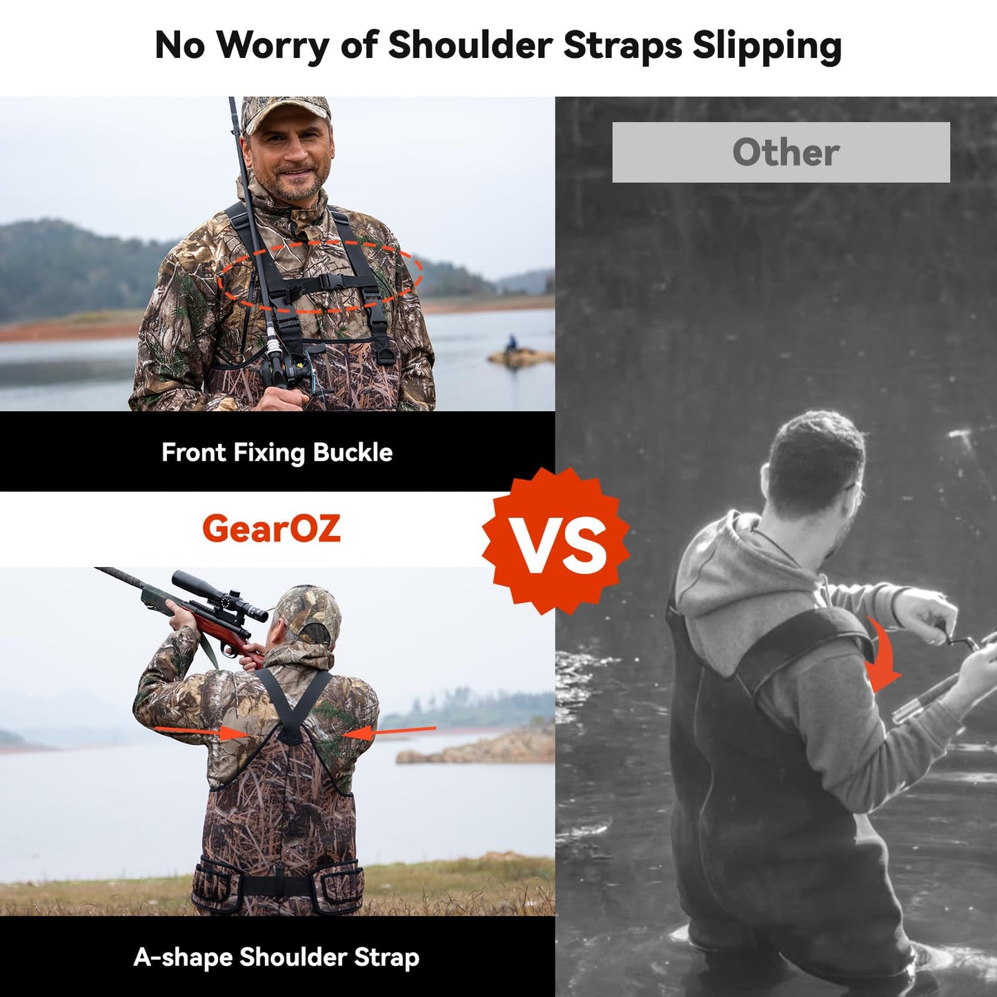 GearOZ Duck Hunting Waders for Men, Waterproof Bootfoot Chest Wader Insulated Neoprene Camo Waders with Boot Hanger for Fishing, Waterfowl Hunting Breathable Hunter Waders Weighters, Size 10