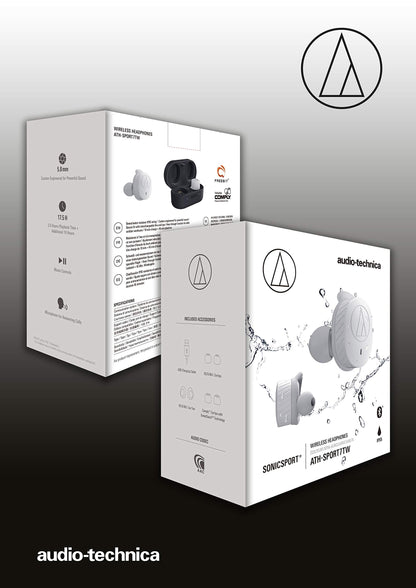 Audio-Technica ATH-SPORT7TWGY SonicSport Wireless in-Ear Headphones, Gray