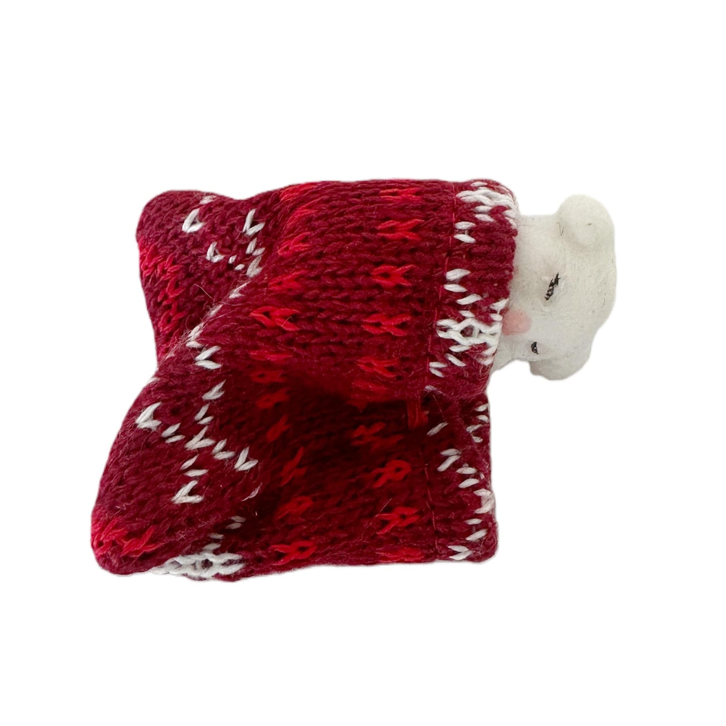 Nature's Mark Miniature White Puppy in Red Knit Stocking Christmas Ornament – 2.4-Inch Festive Dog Lover’s Holiday Decor, Cozy Knitted Fabric Hanging Puppy Decoration