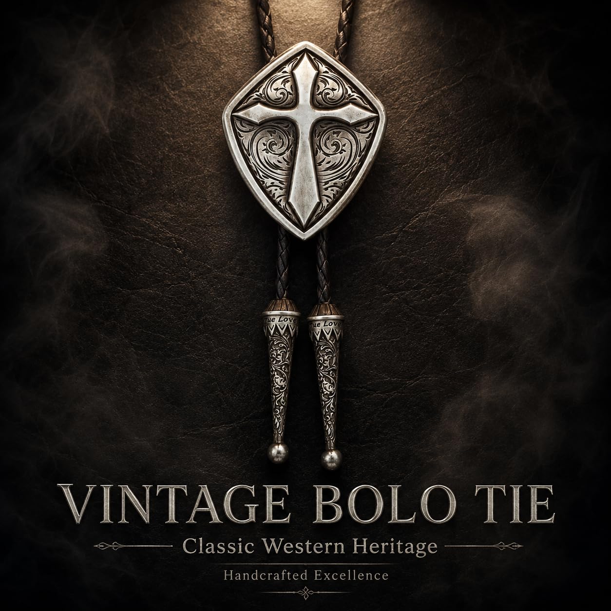 Doitby Vintage Bolo Tie Western Cowboy Cross Bolo Ties Leather Braided Necktie Necklace for Men Women