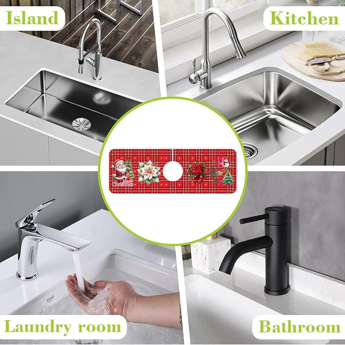 Chrismas Sink Splash Guard Faucet Mat Christmas Absorbent Fast Drying Mat Sink