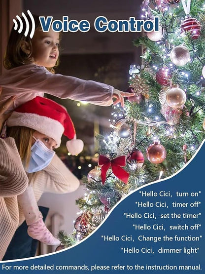 Voice Controlled Christmas Lights with Remote, 264 FT 800 LED String Lights Indoor Outdoor with 12 Modes 3 Timers, Dimmable Twinkle Light Plug in Waterproof for Xmas Tree Party Decor, Cool White
