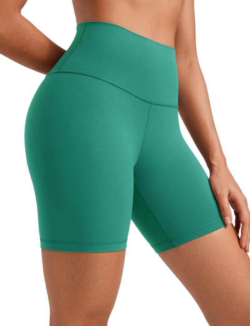 CRZ YOGA ButterLuxe Biker Shorts 6" - High Waisted Workout Running Volleyball Spandex Yoga Womens Cascadia Green Medium