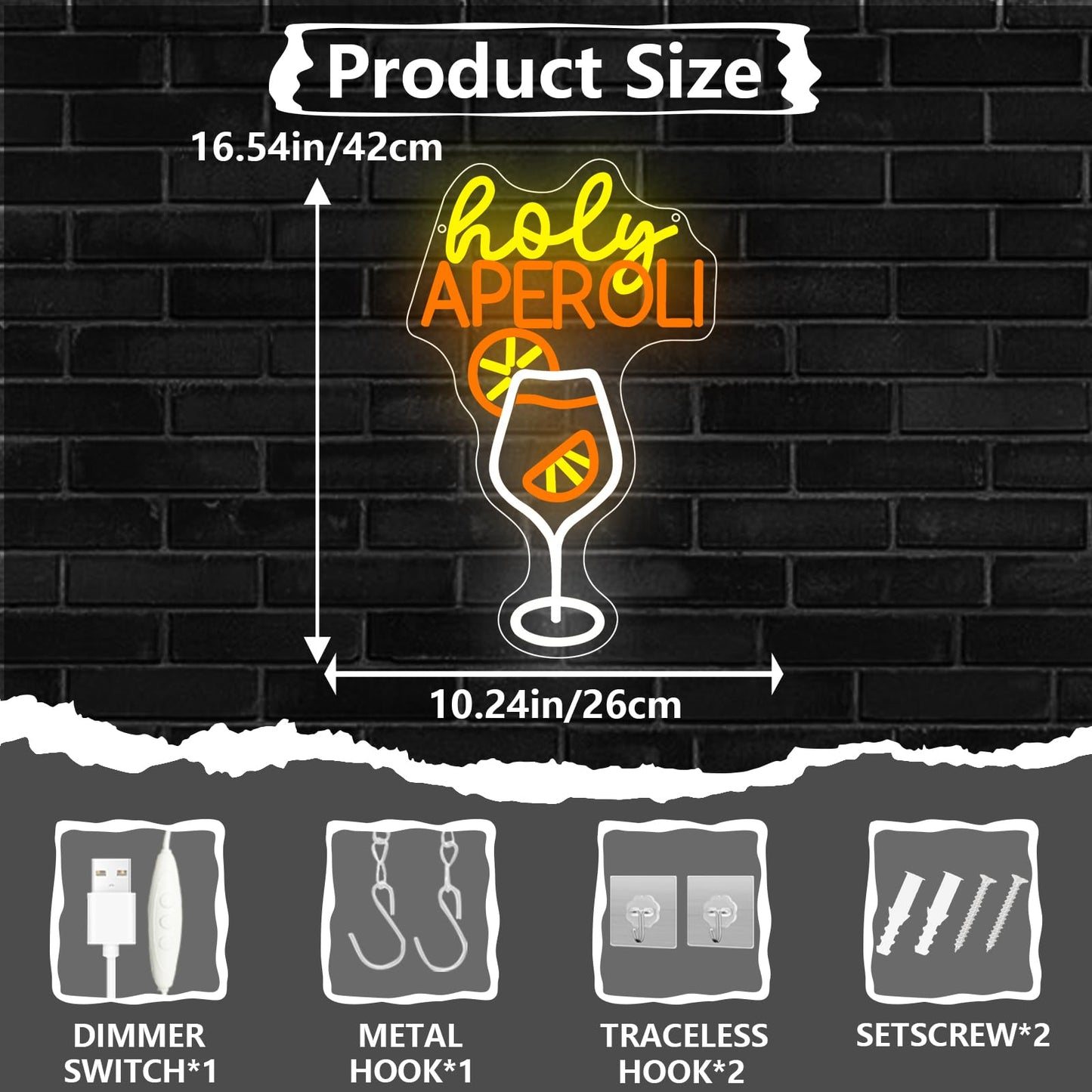 Holy Aperoli Spritz Cocktail Neon Sign, Cocktail Led Neon Light for Home Bar Club Party Man Cave Wall Decor, Dimmable USB Powered Signs Gift for Boy Spritz Lover