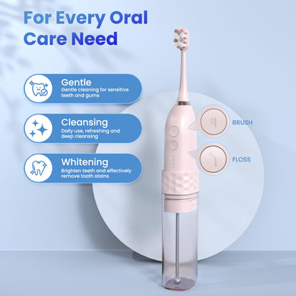 Portable Water flosser with Electric Toothbrush, 2 in 1 Teeth Cleaning Kit, Electric Toothbrush and flosser Combo, Water Flosser for Travel and Home (Black)