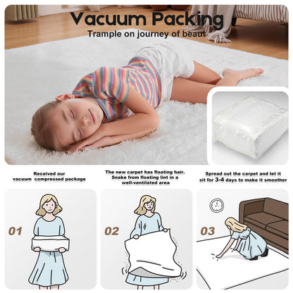 Mhyup 4x6 Cream White Rugs for Bedroom Living Room, Fluffy Small Area Rug Soft Shag Non-Slip Carpet for Kids Boys Girls and Nursery Room Indoor Dorm Home Decor (4ft x 6ft, Cream White)