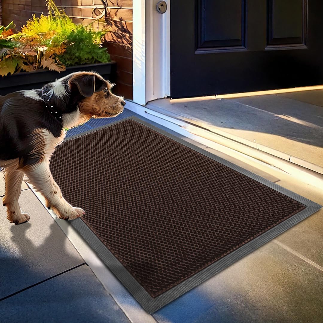 Muddy Mat® Meshy Mat™ Door Mat Heavy-Duty Quick-Dry Floor Mat, Sand & Dirt Trapper for Indoor & Outdoor, Ideal for Entrance, Mudrooms,Patios & Garages,Low-Profile,Non-Slip,Washable– Brown 17"x30"x0.4"