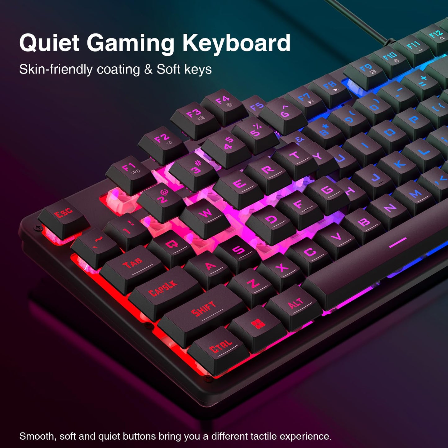 Redragon S107 Gaming Keyboard and Mouse, RGB Gaming Keyboard and 3200 DPI Mouse Combo with Large Mouse Pad, 25-Key Anti-Ghosting, Mechanical Feeling Keyboard, Plug & Play to PC, Laptop
