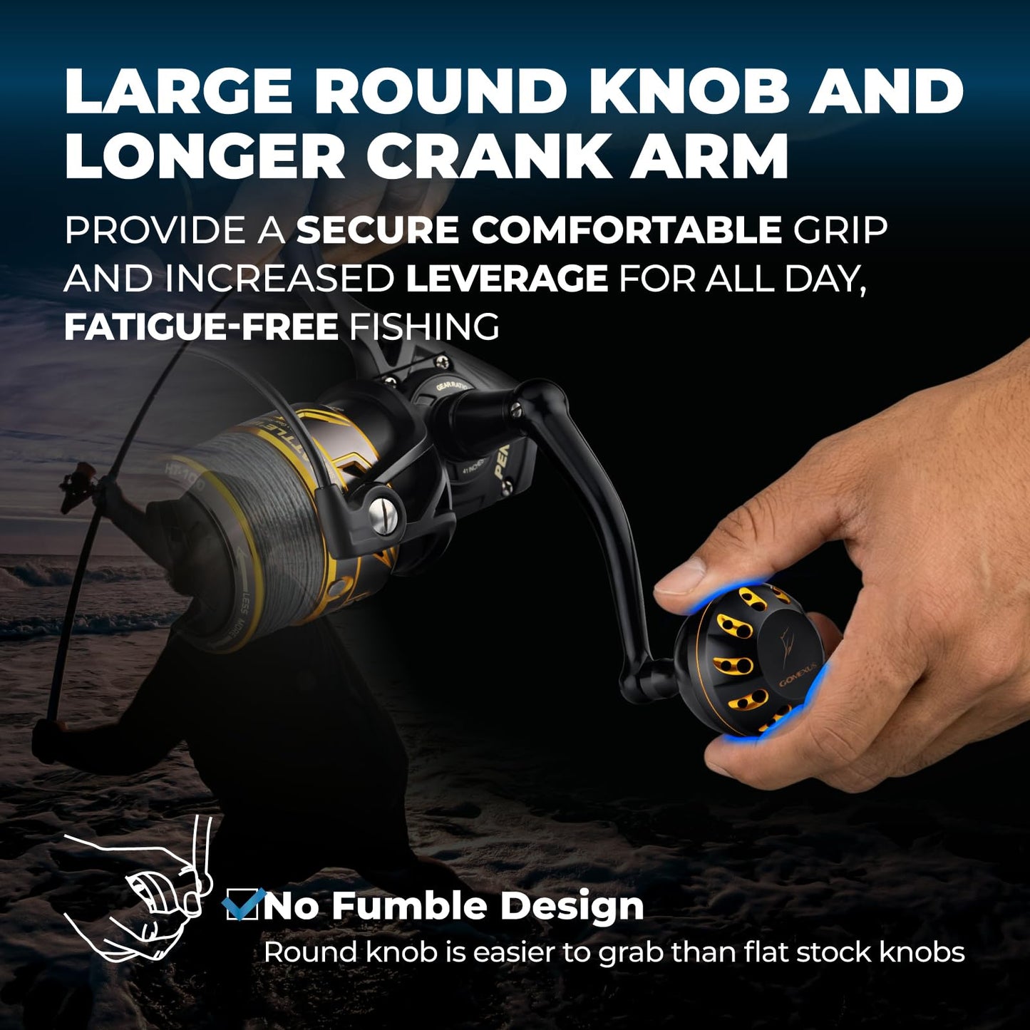 GOMEXUS Power Handle for Penn Spinfisher VI VII Slammer III IV 5500-6500,Fishing Reel Handle