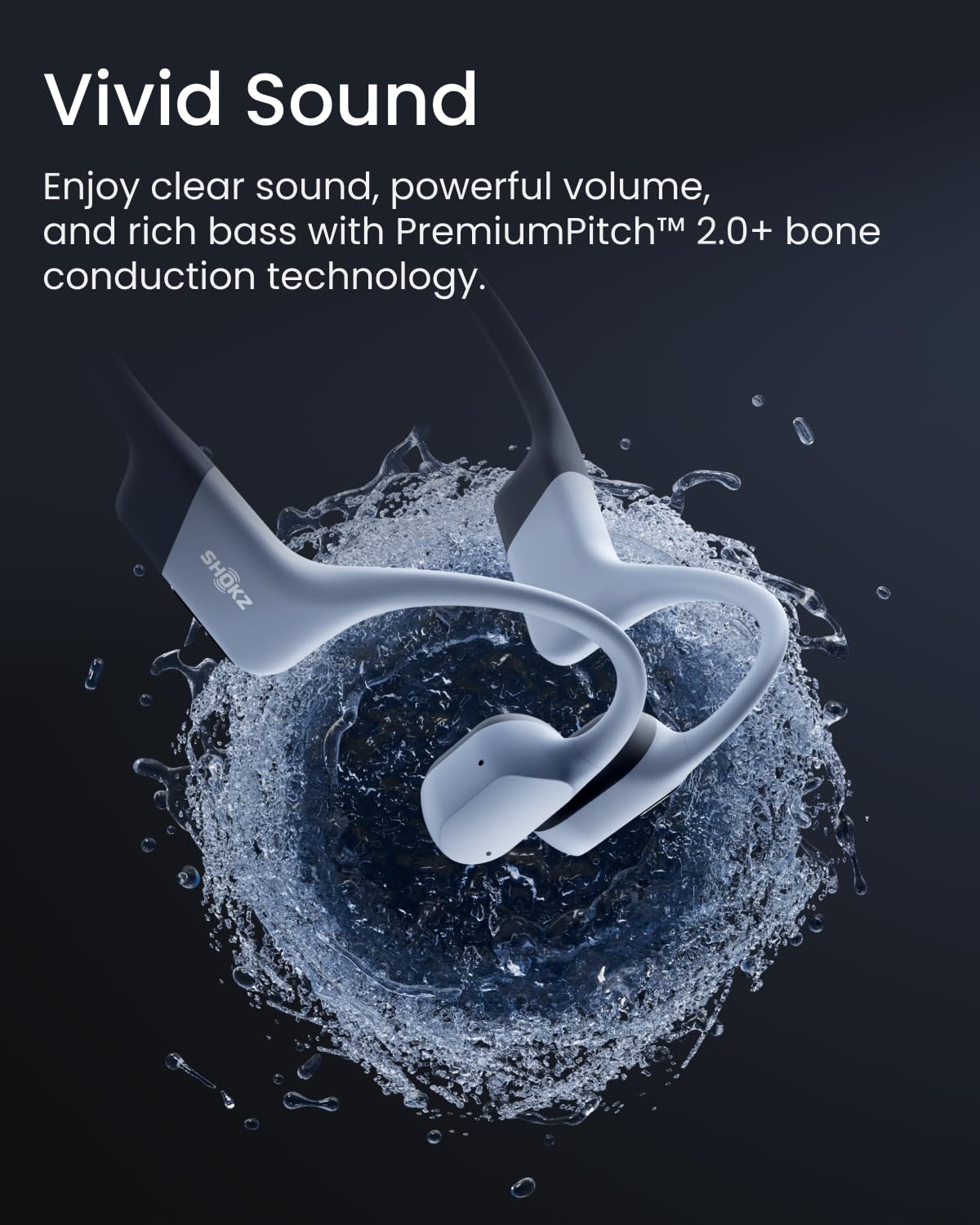 SHOKZ OpenSwim Pro - Open-Ear Bluetooth & MP3 Bone Conduction Sport Headphones, Swimming Headphones, IP68 Waterproof, Grey