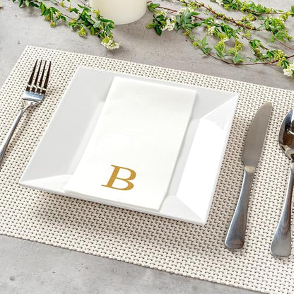 Luxenap 15.8 X 7.9 Inch Linen-Feel Guest Towels, 50 Lettered Hand Towels