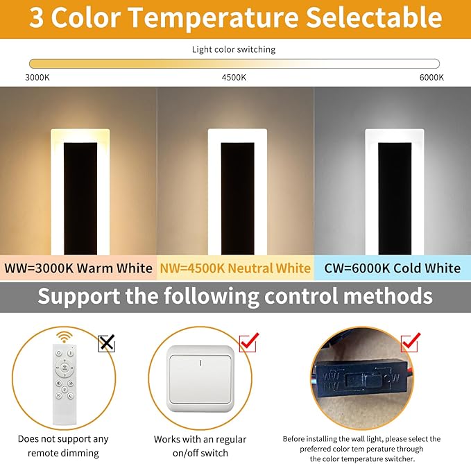 Upgrade Widened 2 Pack Modern Outdoor Wall Light, 71inch Minimalist LED Wall Sconce, 3 Color 3000K/4500K/6000K, 60W, IP65 Waterproof, Black Long Exterior Lighting Fixture for Patio, Garden, Garage