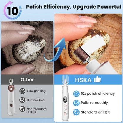 Nail Drill Electric File: HSKAI® 10000RPM Powerful Nail Drill with LCD Display, Cordless Thick Nail Grind Filer for Acrylic Gel Natural Nails Toenails, Manicure & Pedicure Multi-Tool for Home Salon