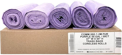 Ultrasac Heavy Duty 55 Gallon Purple Trash Bags