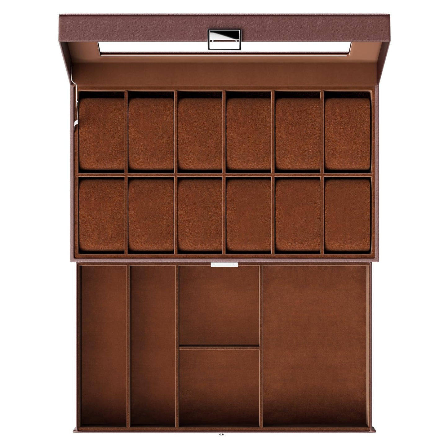 ProCase Watch Box, Fathers Day Gift for Dad, 12 Slot Mens Watch Case With Drawer, 2-Layer Watch Display Case With Glass Lid, Mens Jewelry Box Storage Holder Organizer -12Slot, Espresso