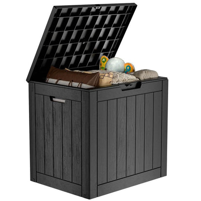MAIUSCOLI 33 Gallon Outdoor Deck Box, Lockable Waterproof Outdoor Storage Boxes For Garden Tools,Indoor Cushions,Accessories Outside Storage Resin Weatherproof Container(Black)