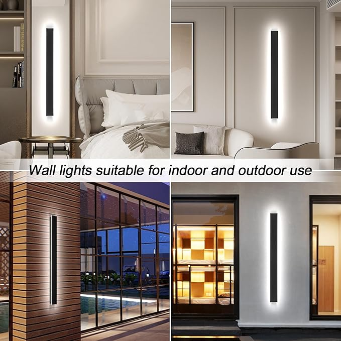 31 inch Modern Outdoor Wall Sconce 2700K-6500K 3CCT Outdoor Wall Light Long Wall Light with Remote Control IP65 Waterproof Exterior Linear Wall Lighting for Garage House
