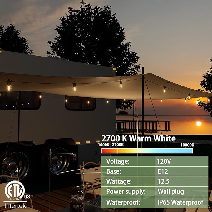 Outdoor String Lights,100 Feet Led Patio Globe Lights with Plastic Bulbs,Waterproof,Shatterproof,G40 Outdoor String Lights with,Connectable Hanging for Backyard, Bistro, Porch, Deck, Balcony,Tent