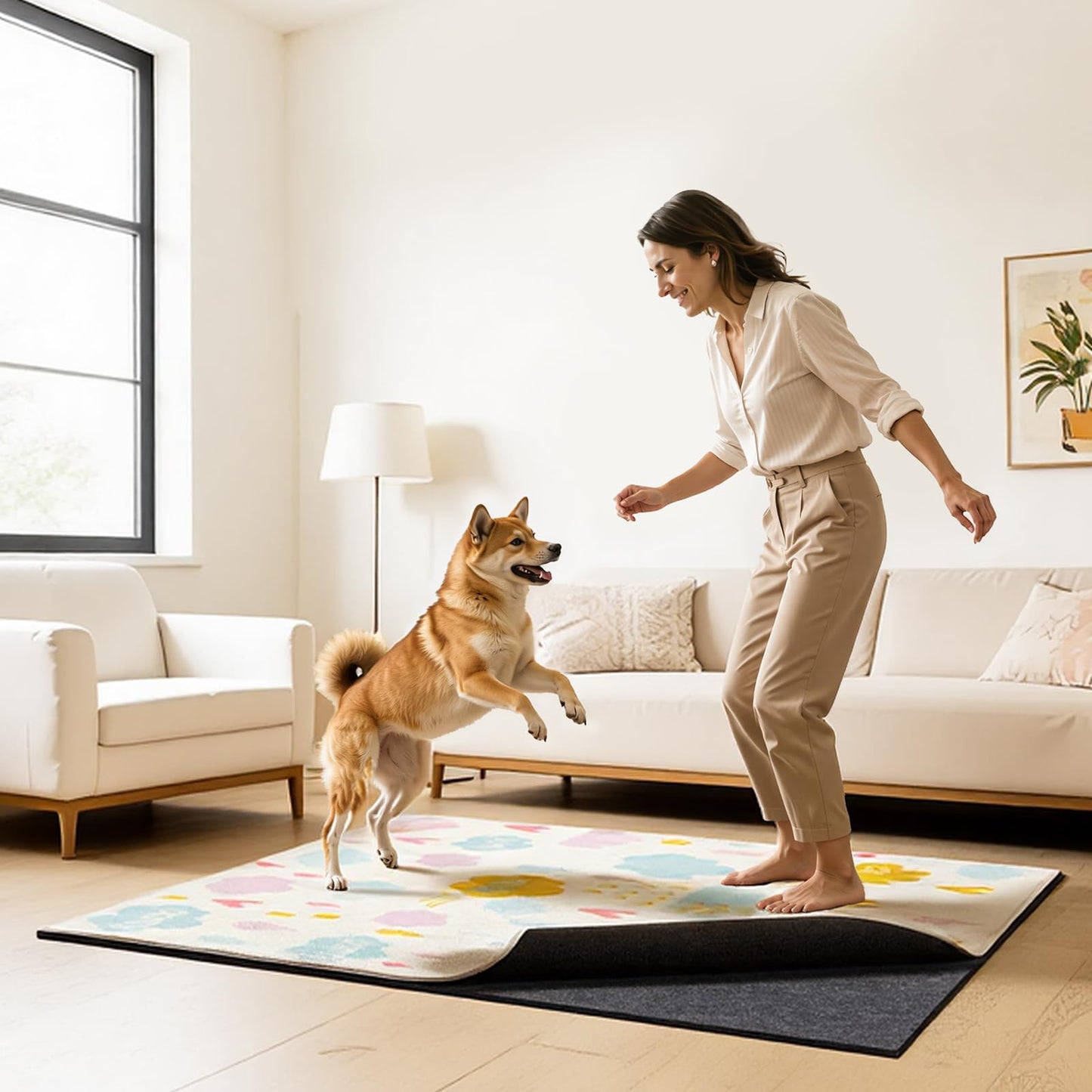 VEVOR Rug Pad 8 x 5 ft, Non-Slip Carpet Area Pad 0.22inch Rug Mat Padding with Dual Surface Felt Cushion & Rubber Gripper, Hardwood Floor Protection for All Floors, Finishes, Keeps Carpets in Place