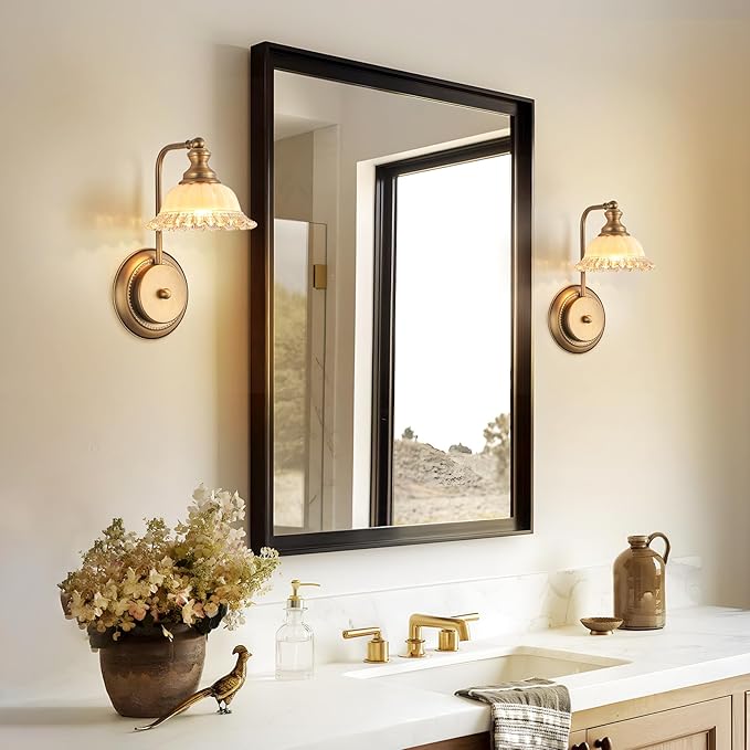 Vintage Wall Sconces with Brass Glass Bathroom Wall Light