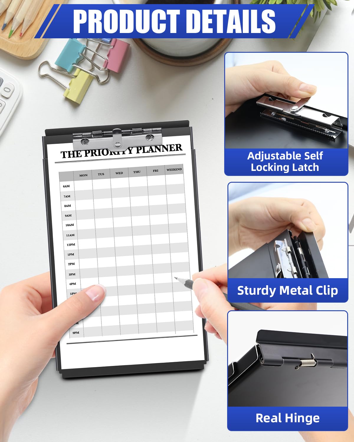 A5 Metal Clipboard with Storage - Memo Size Heavy Duty Recycled Aluminum Clipboard, Binder Form with Privacy Cover, 6x9 Inch Paper Holder for Police, Nurses, Students, and Office Use - Frosted Black