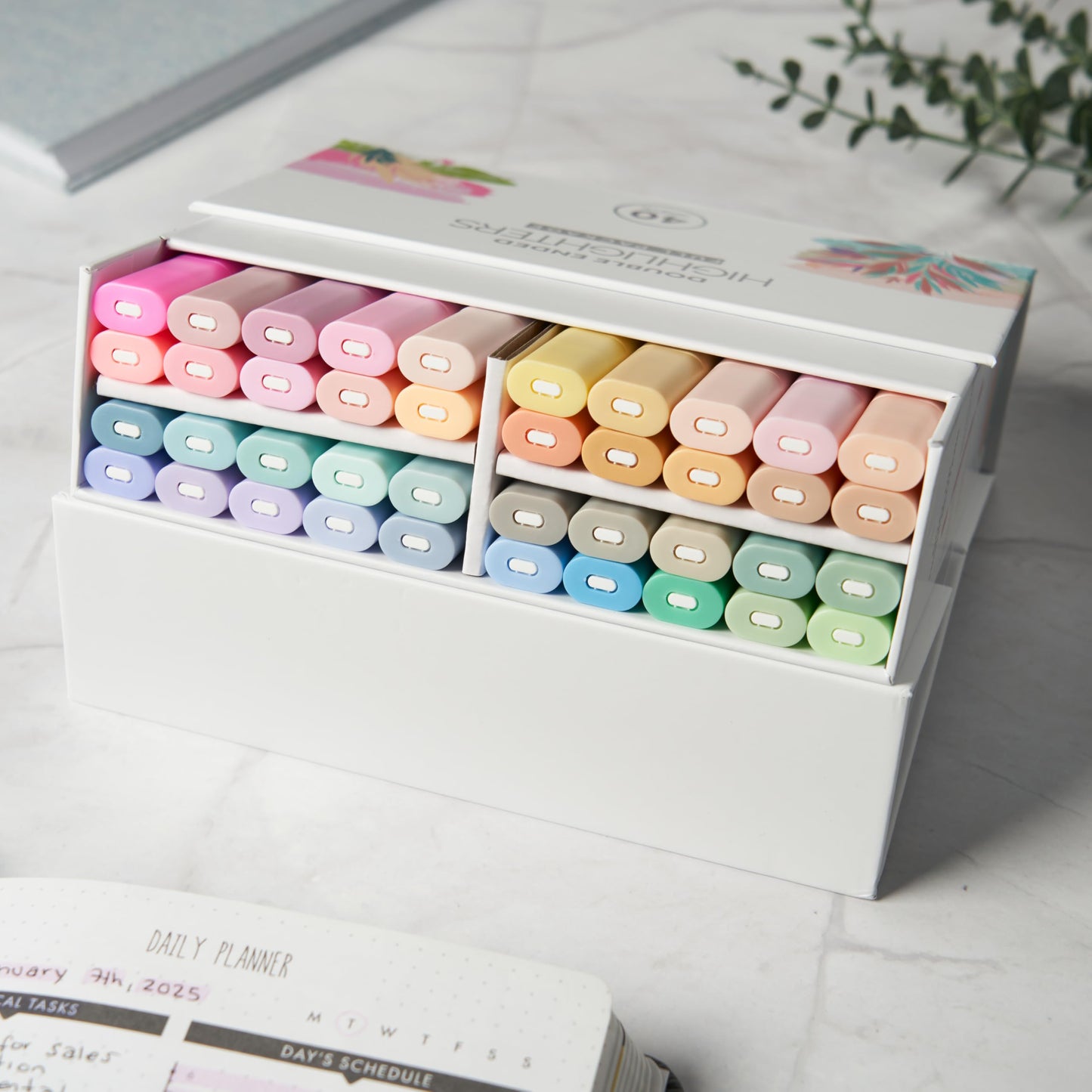 BLIEVE Aesthetic Cute Highlighters No Bleed Through, Dual Tip Chisel & Fine Point, Pastel Colors For Bible & Journaling