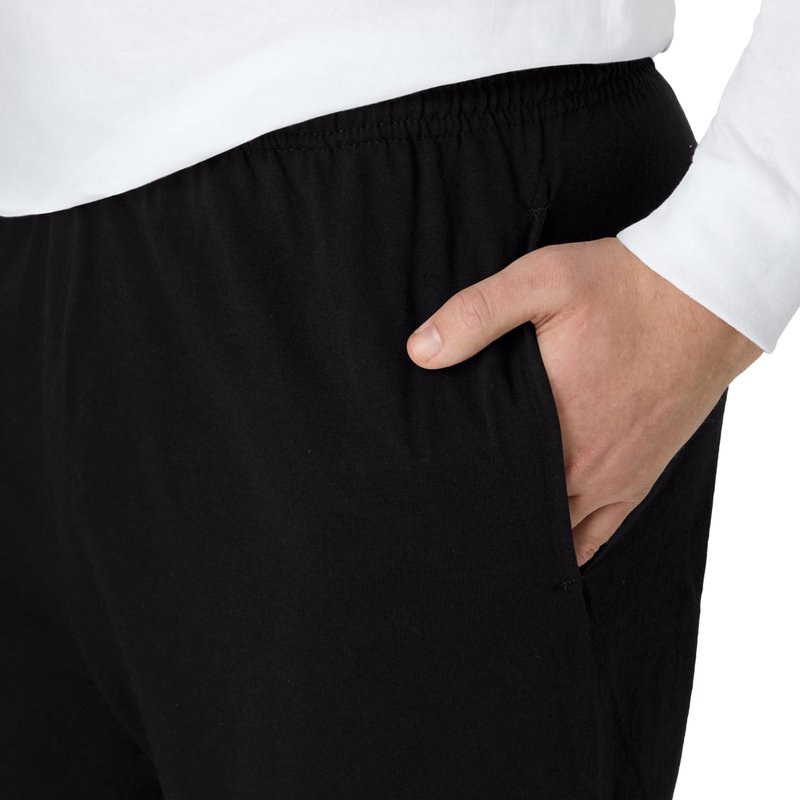 Hanes Mens Jersey Cotton With Pocket Workout-and-training-shorts, Black, XX-Large US, O8790