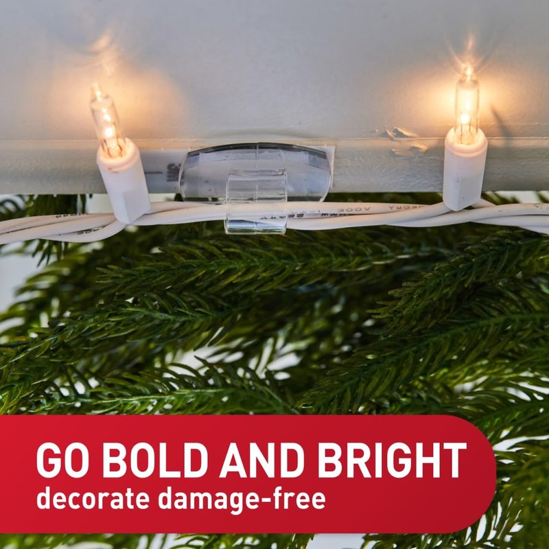 Command Damage Free Hanging Light Clips with Adhesive Strips, No Tools Mini Wall Hooks for Hanging 4th of July Decorations in Living Spaces, 20 Clips, 24 Strips