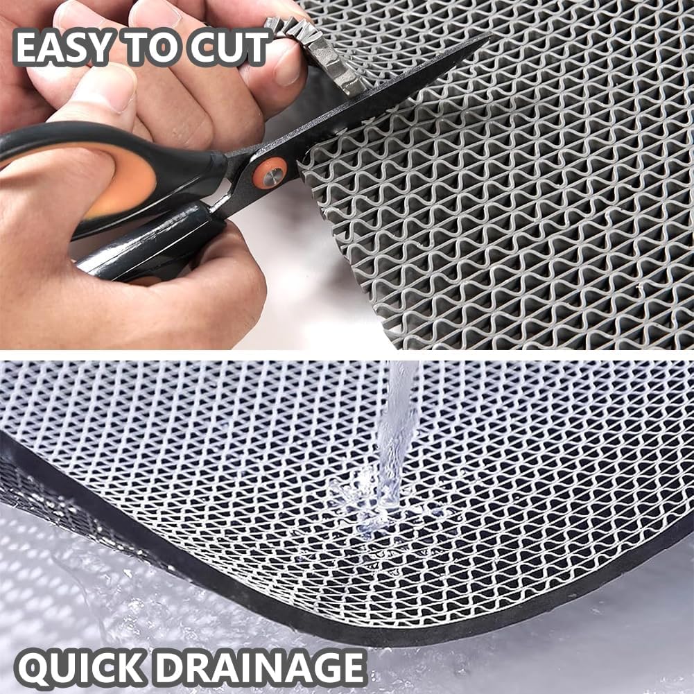 Thick PVC Drainage Floor Mat 3x10FT, Non Slip Flooring Mats Swimming Pool Bathroom Mat Anti-Fatigue Heavy Duty Commercial Floor Mats for Outdoor Balcony Garage Restaurant Sauna SPA, Grey