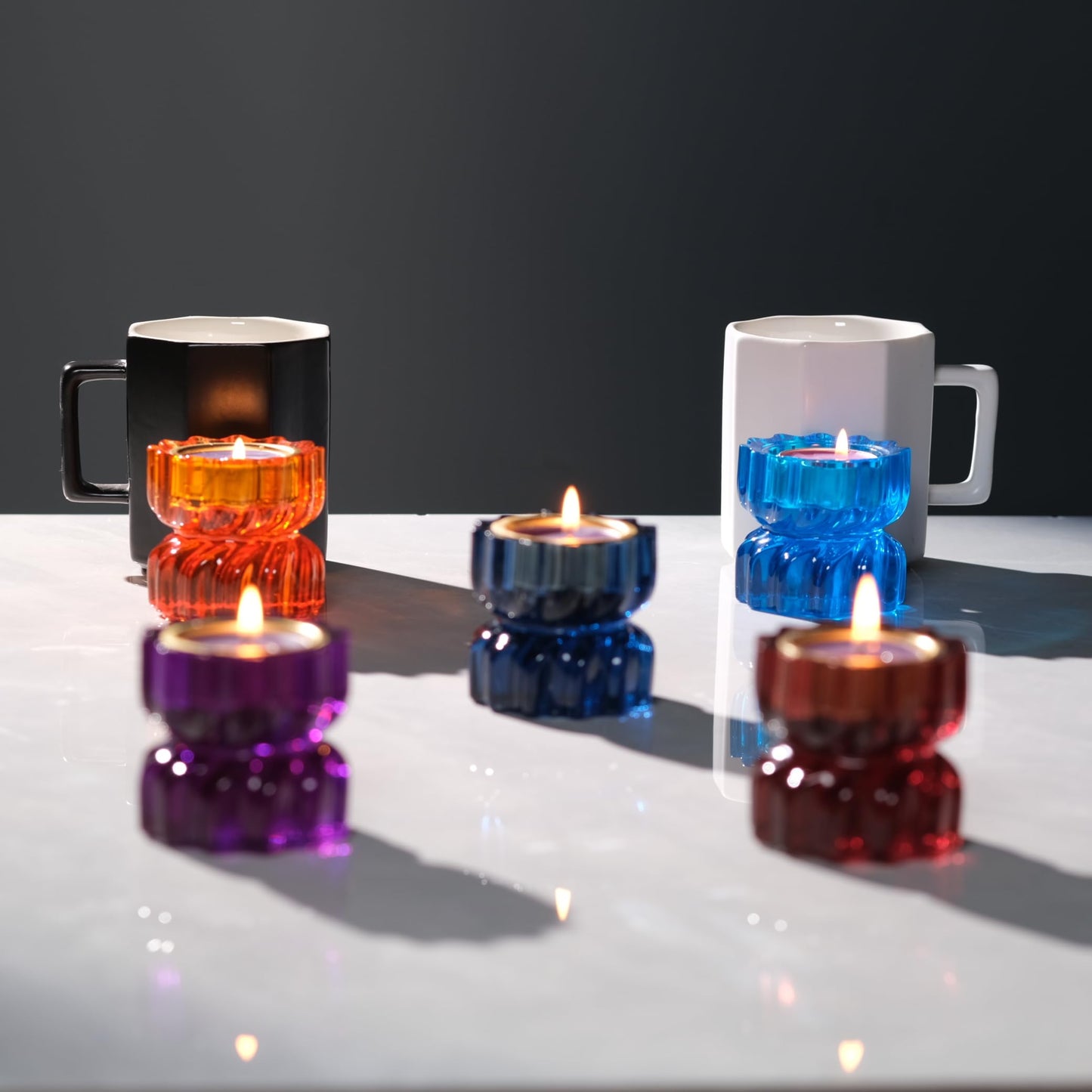 ICNBUYS Twizzle Twist Tealight Holder, Decorative Tealight Candle Holder for Table Display, Unique Home Décor, Housewarming Gift, Spiral Sculpture Diwali Tea Light Stand Blue Resin Set of 2