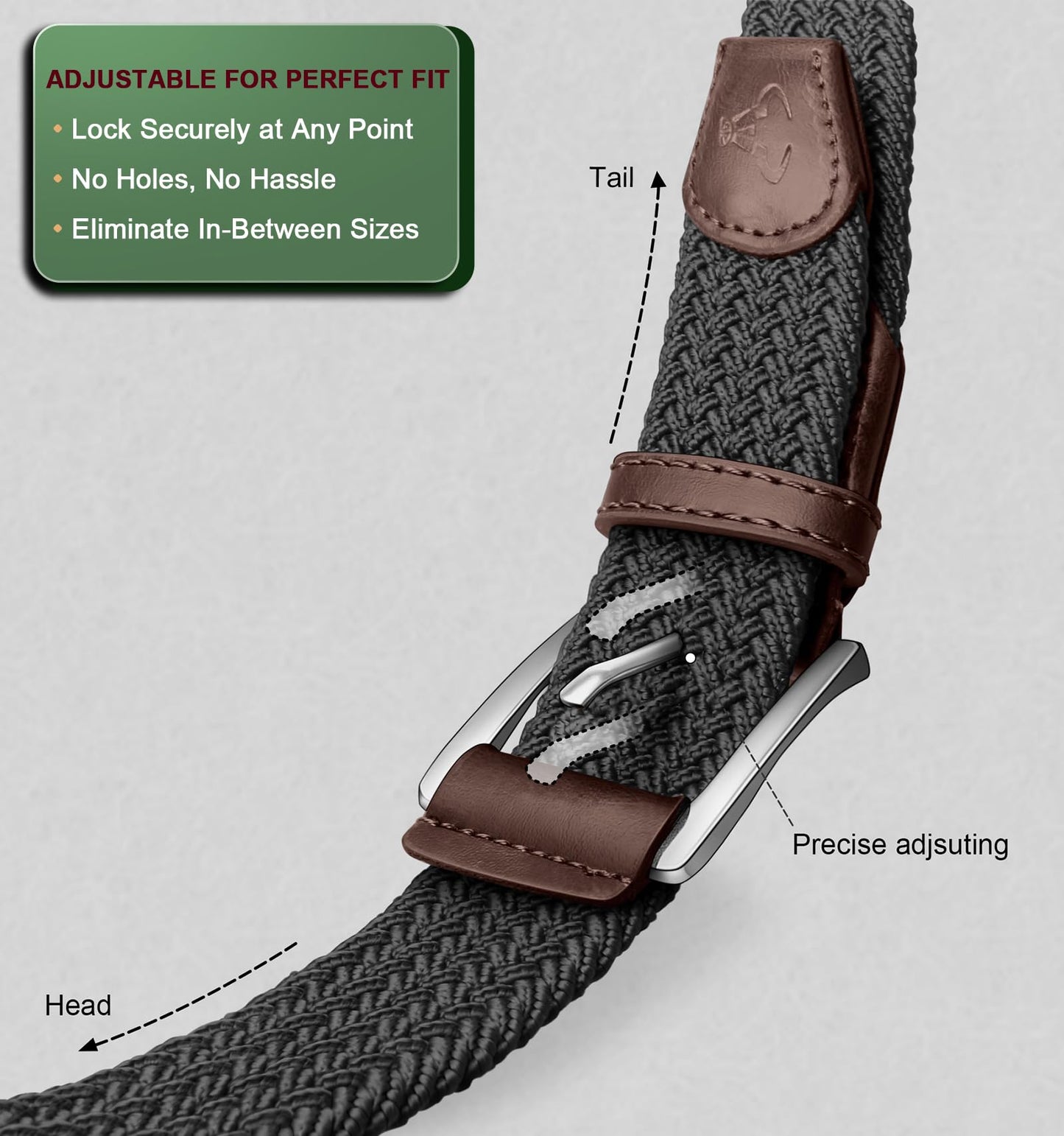 BULLIANT Belt for Men 2Pack,Mens Gift Stretch Braided Web Belt Elastic for Casual Golf Jeans,1 3/8"(Black/Deep Brown,36"-40" Waist Adjustable)