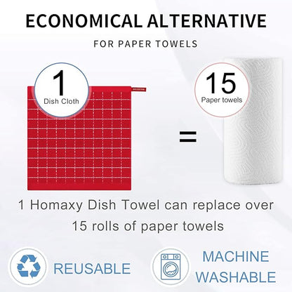 Homaxy 100% Cotton Terry Kitchen Dish Cloths, Ultra Soft and Absorbent Dish