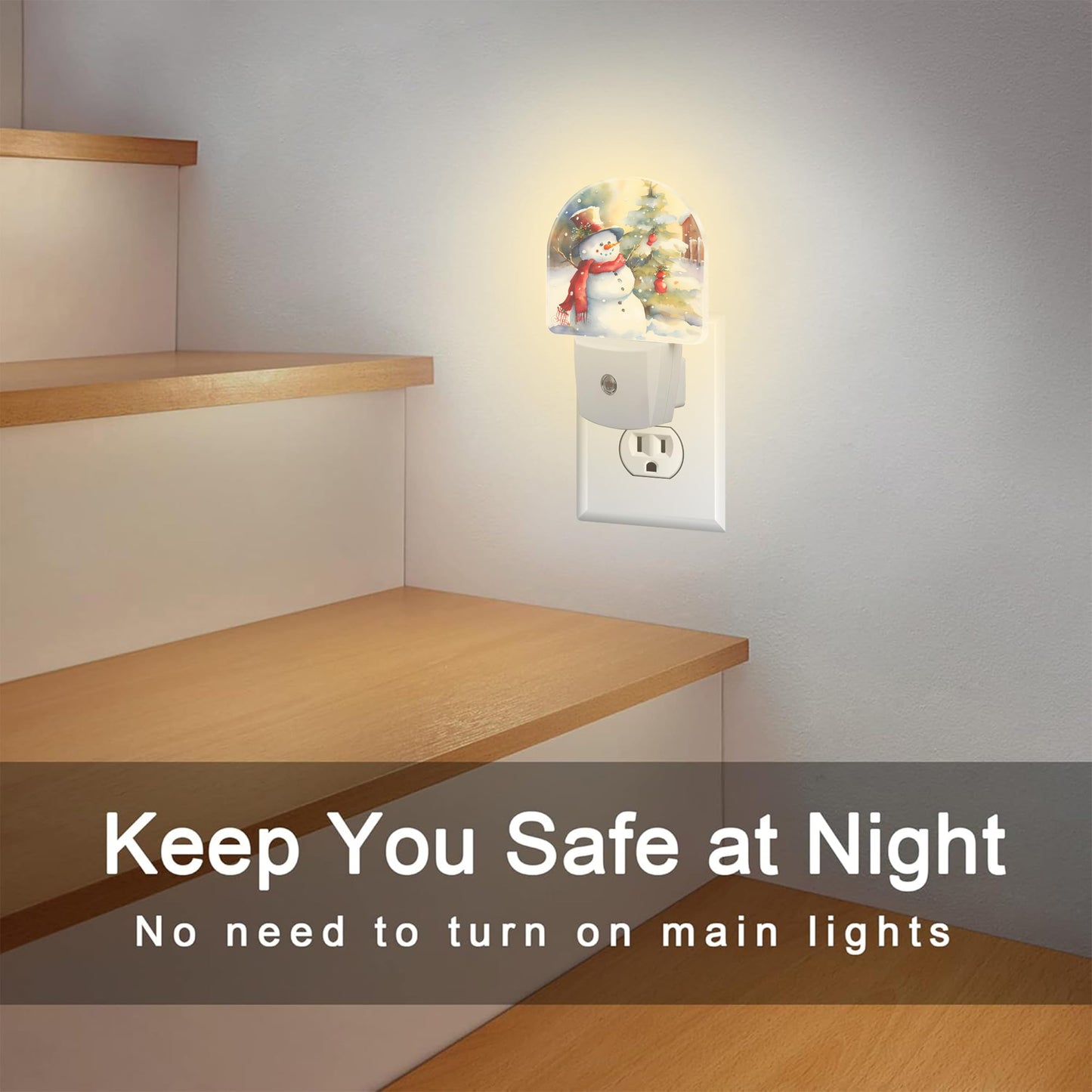 sndheke Cute Snowman with Christmas Tree Night Light Plug into Wall, Winter Xmas Snowman Dusk to Dawn Night Light Plug in,0.5w Energy Saving Sleep Friendly NightLight for Kids Boys Girls Home Decor