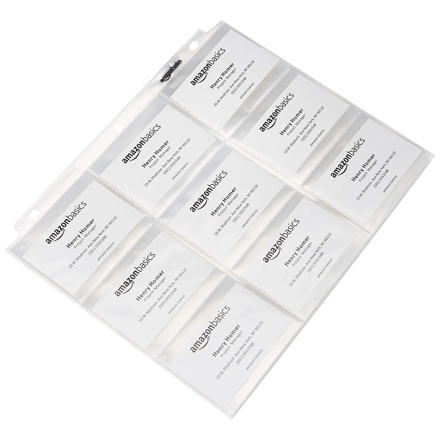 Amazon Basics 9-Sleeve Trading Card Protectors Binder Sheet for Storage and Protection, Top Loading, Transparent, 100-Pack