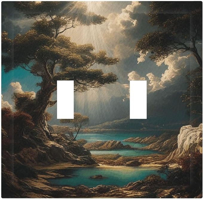 Decorative Art Light Switch Covers Sunburst Over the Wilderness 2 Gang Double Toggle Wall Plate Decorative Switchcover Electrical Switchplate for Home Decor