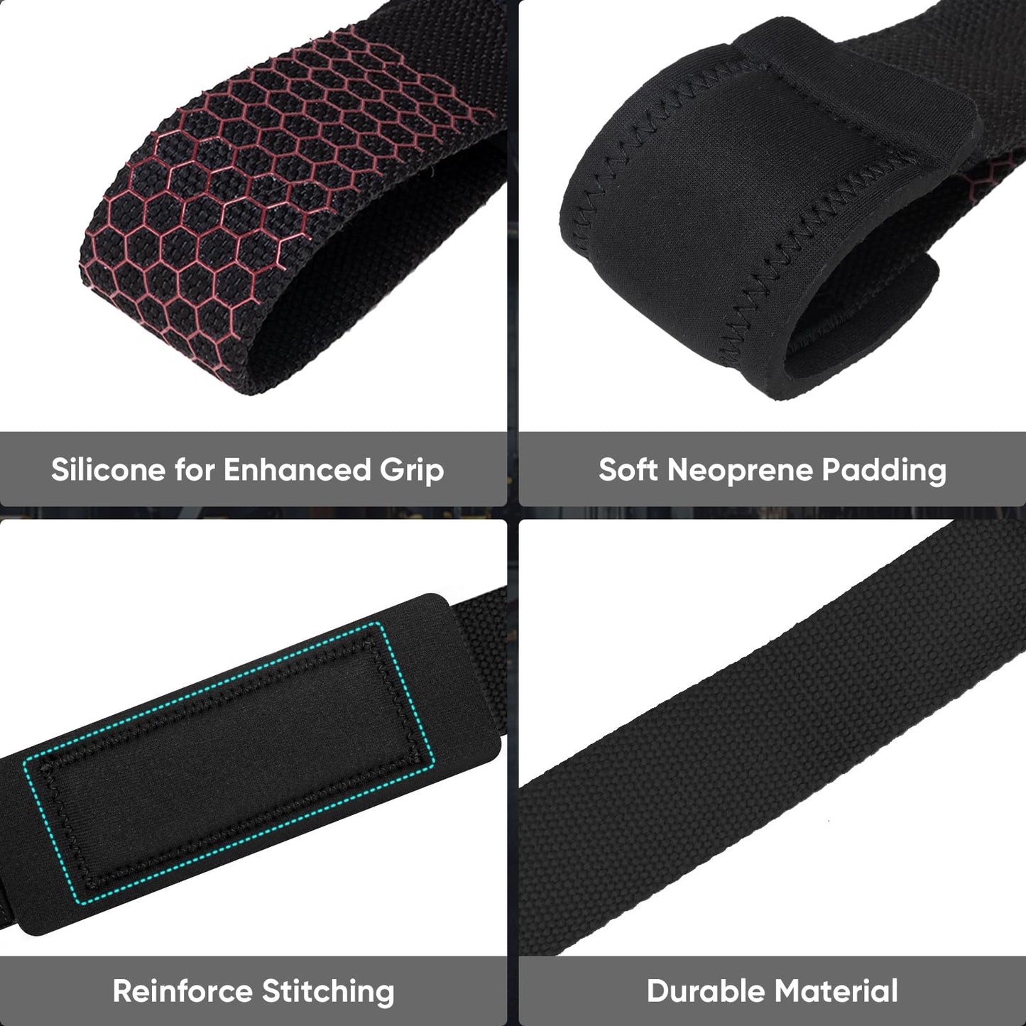 APEXUP Weight Lifting Straps for Weightlifting, Lifting Wrist Straps Gym, Deadlift Strap, Anti Slip Silicone Weightlifting Strap Men Women Powerlifting, Strength Training (Black, 1 Pair)