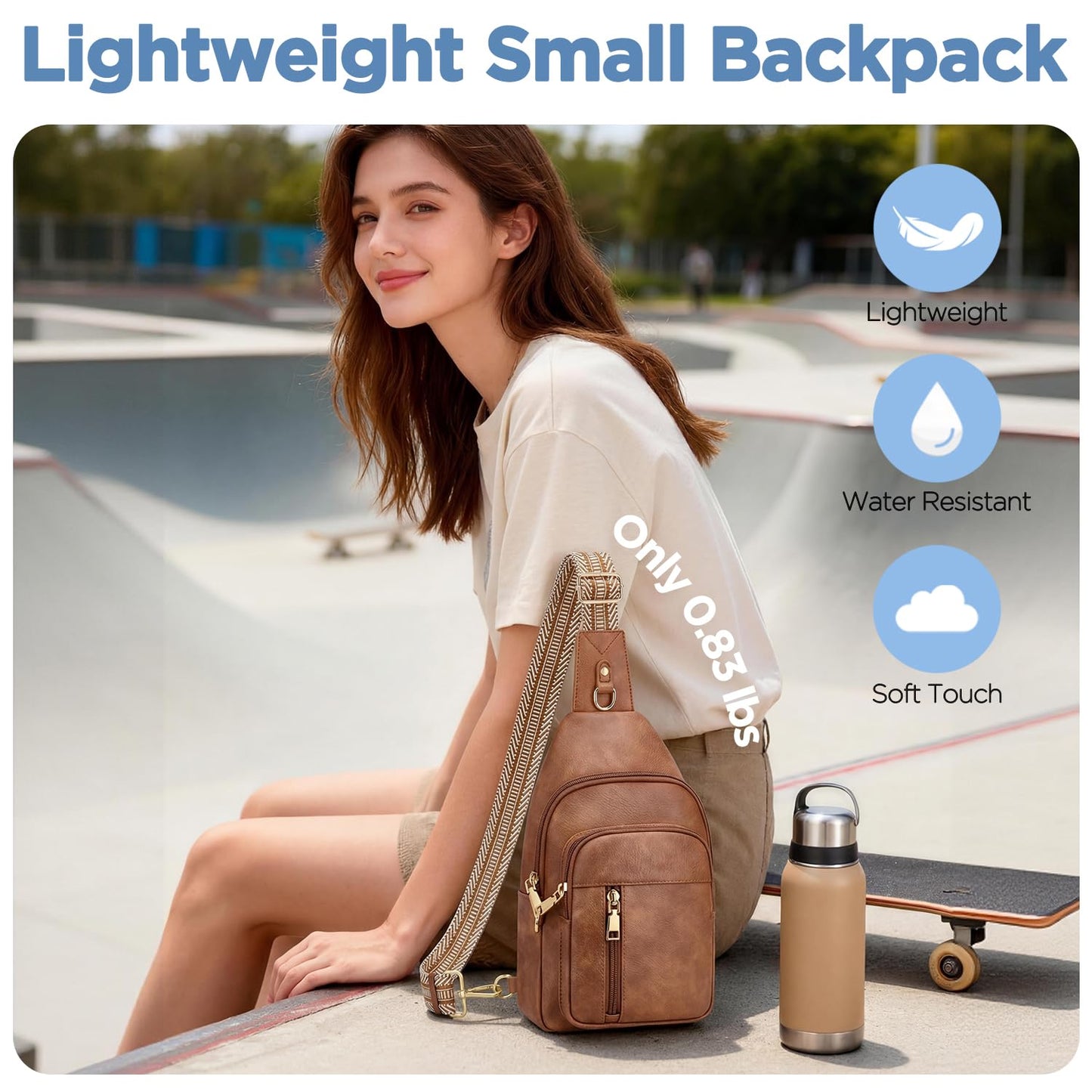 Fiiuos Anti Theft Crossbody Bags for Women RFID Sling Bag, Vegan Leather Cross Body Travel Purse for Work & Daily Use, Hands-Free Casual Daypack for Women Men Mocha Brown