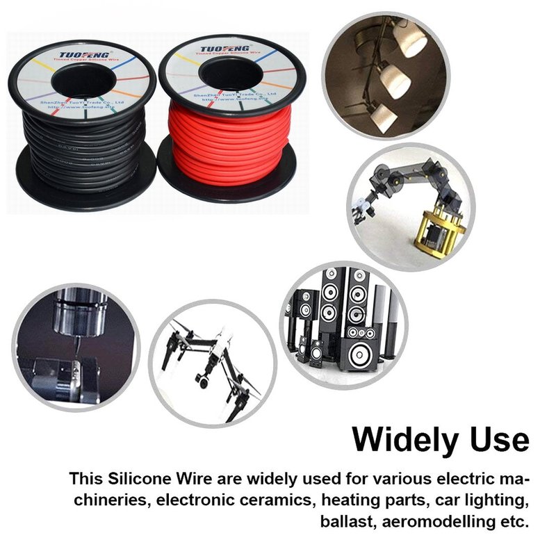 TUOFENG 14 AWG Wire, Soft and Flexible Silicone Insulated Wire 66 Feet [33 ft Black and 33 ft Red ] Stranded Wire High Temperature Resistance for RC Applications,Test Lead,Drones Battery