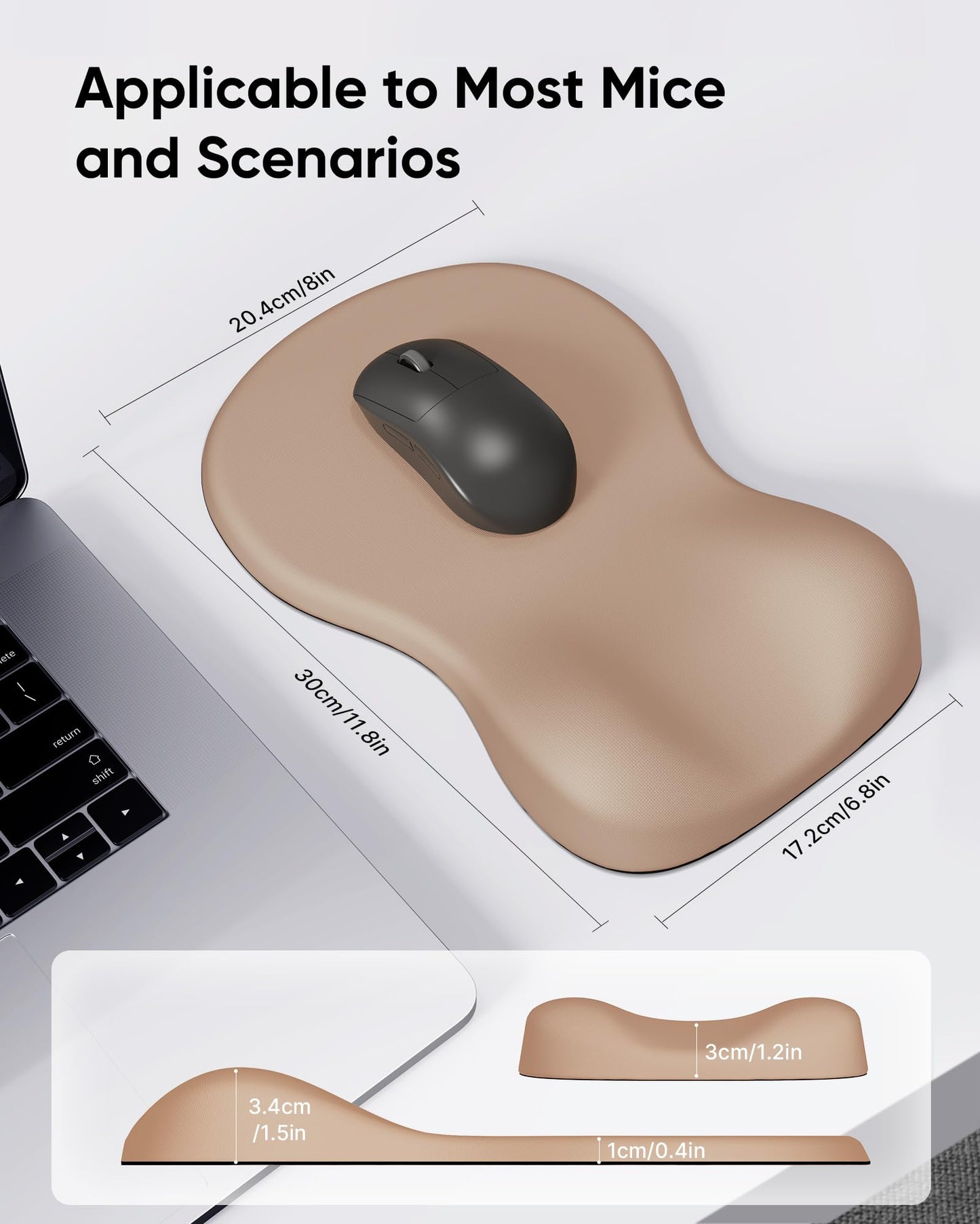 Laborio Ergonomic Mouse Pad with Wrist Rest, Mousepad with Wrist Support, Non-Slip Hard Base Mouse Pads, Portable for Office/Home/Travel Work(Coffee)