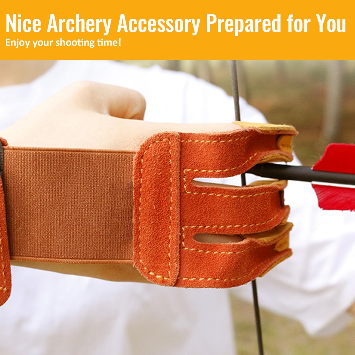 Luoyer Archery Gloves 3 Finger Leather Shooting Glove Archery Protective Gear Accessories for Traditional Bow Recurve Bow Men Adult Women
